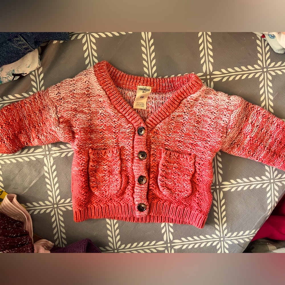 Girls  OshGosh orange button down sweater size 6mths